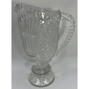 Vtg Zajecar 24% Lead Crystal Embossed Floral 24 oz Pitcher